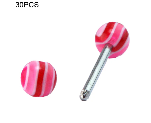 30 Pcs Multicolor Tounge Rings Bars 316L Surgical Steel Barbell Body Piercing Jewelry