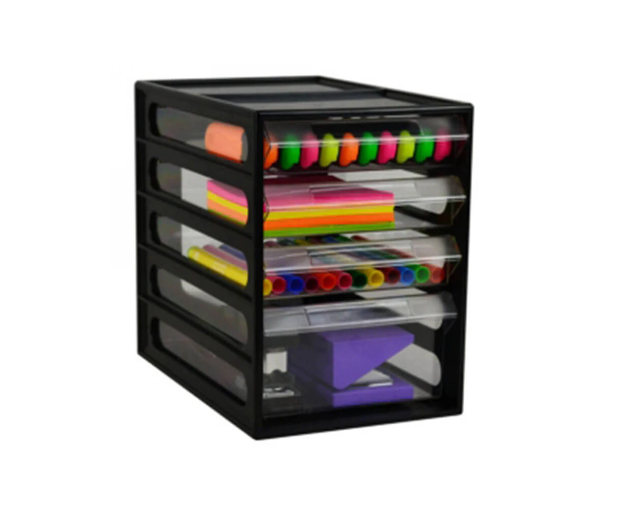 Italplast 4 Drawer Office Organiser - GreenR Black