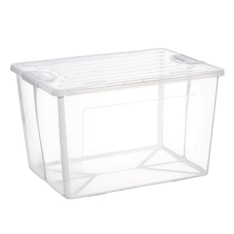 57 Litre Collapsible Modular Clear Foldable Storage Box with Lid Plastic Tub