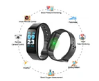 Smart Bracelet C1s Heart Rate Men Women Band Color Screen Music Control Sports Watch Black