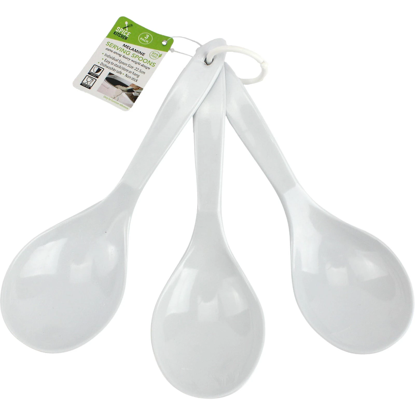 White Melamine Serving Spoons (Set of 3)