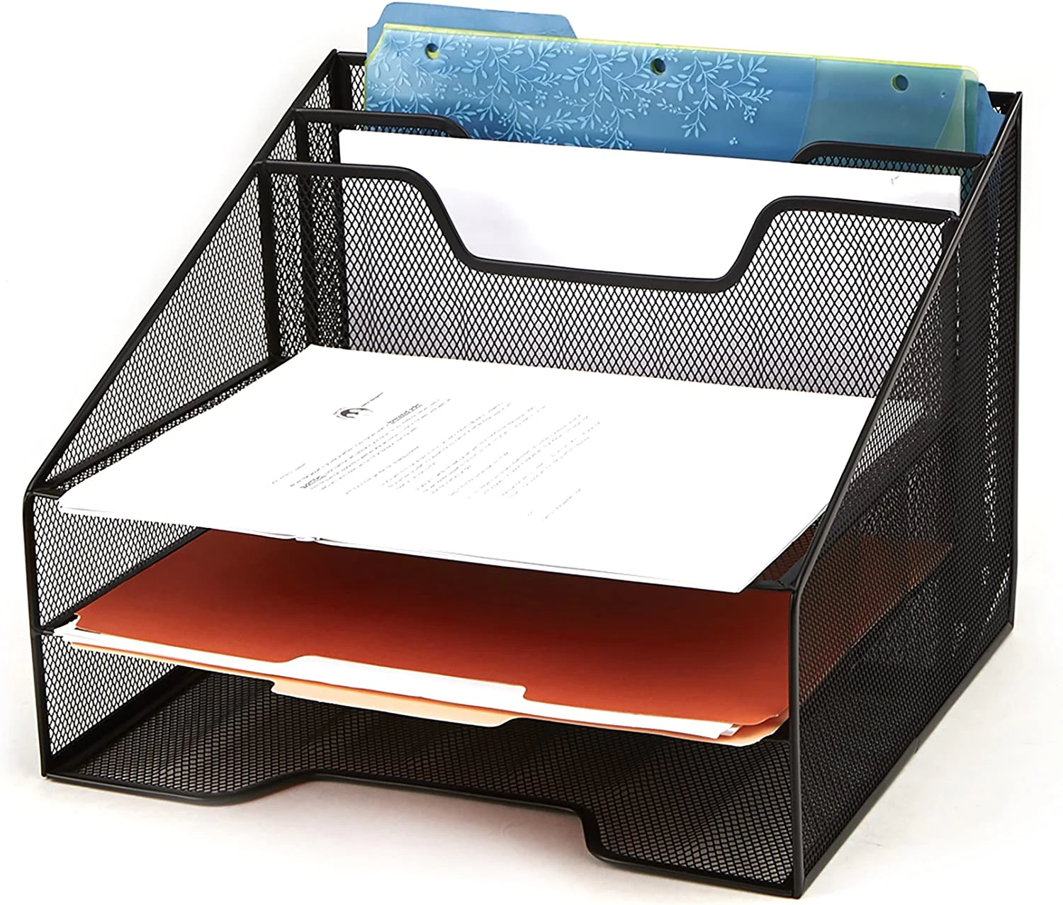 Desk Mesh Organizer Storage, 5 Compartment, Black