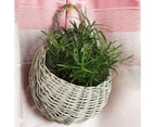 1 Set Flower Basket Handmade Weaving Multi-Function Rattan Wall Fence Hanging Pot Plants Holder for Garden-Grey L