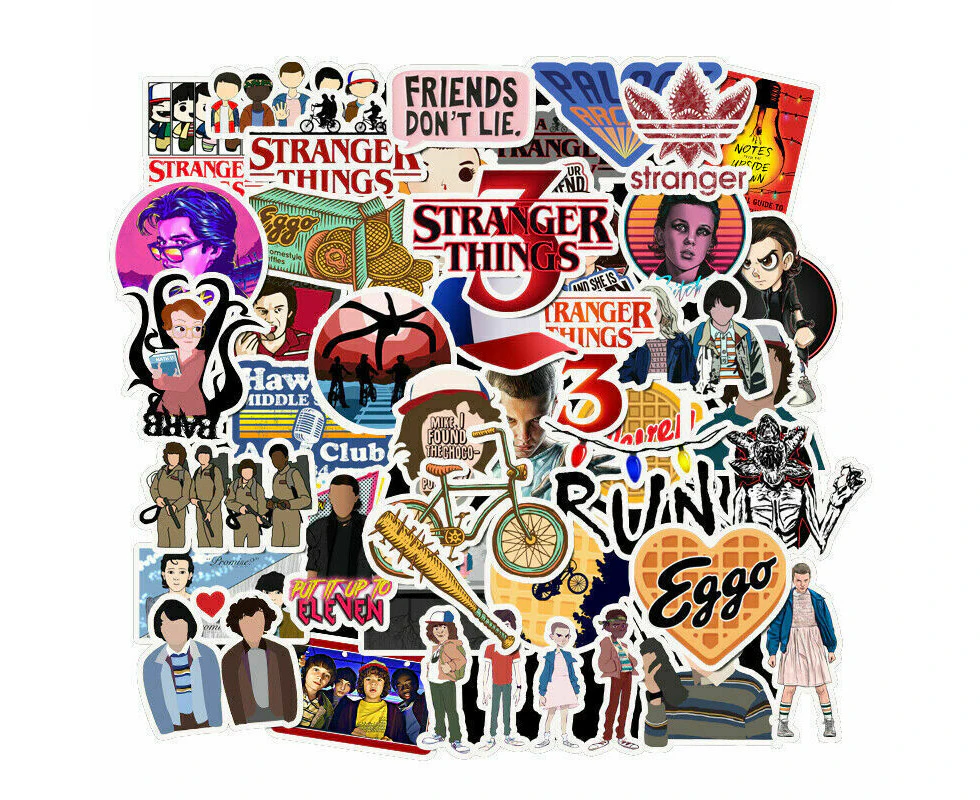 50pcs Stranger Things Fantasy Horror Drama Vinyl Decal Stickers Bomb Laptop