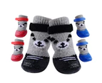 4Pcs/Set Outdoor Indoor Anti-slip Silicone Sole Pet Dog Puppy Cat Boots Socks-Black M