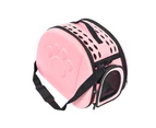 Dog Cat Carrier Cage Fashionable Breathable Foldable Pet Carrier Crossbody Bag-Pink L