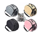 Dog Cat Carrier Cage Fashionable Breathable Foldable Pet Carrier Crossbody Bag-Pink L