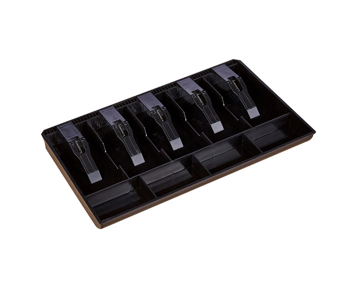 5 Grid Money Cash Coin Register Cashier Box Insert Tray Storage Drawer Organizer-Black - Black