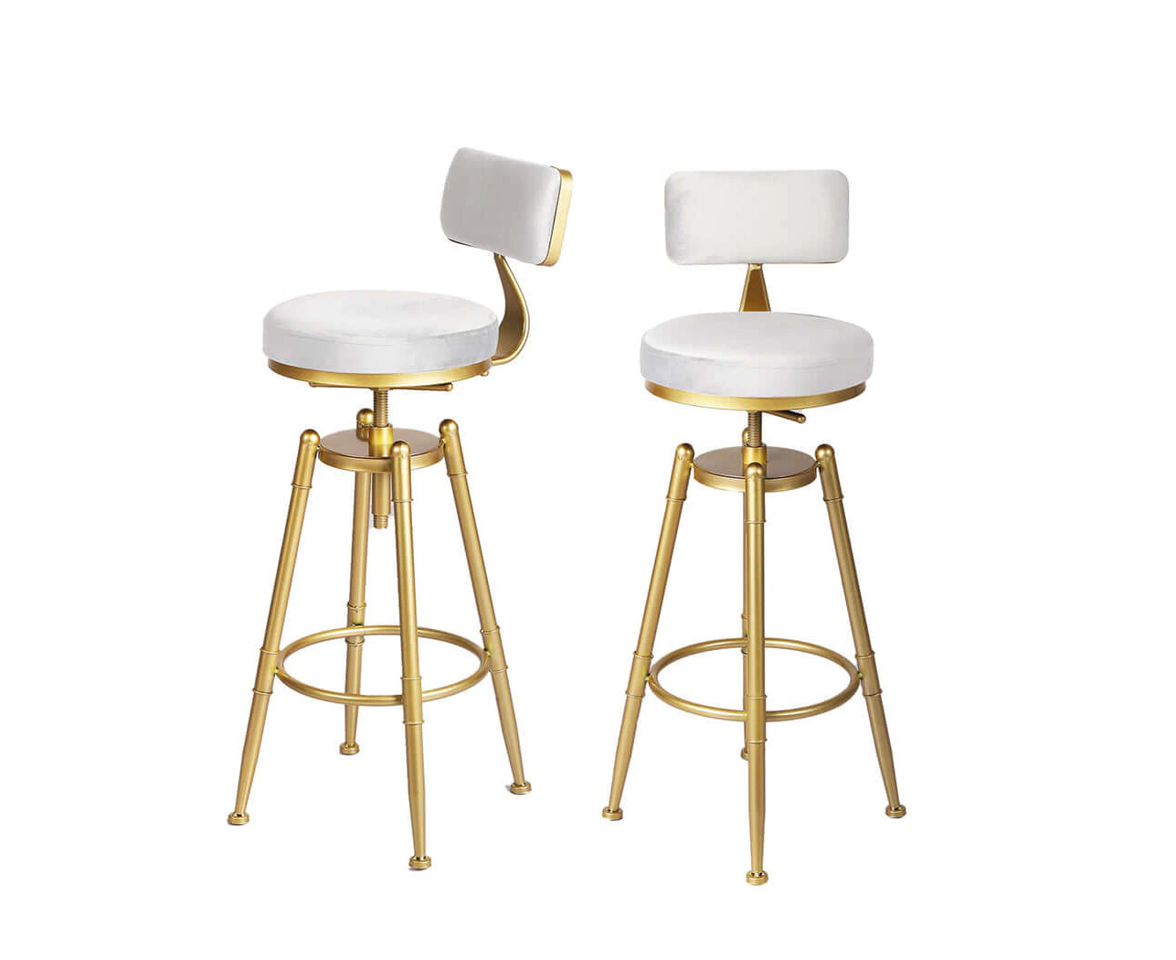 1x Bar Stools Kitchen Stool Chair Swivel Barstools Velvet Padded Seat