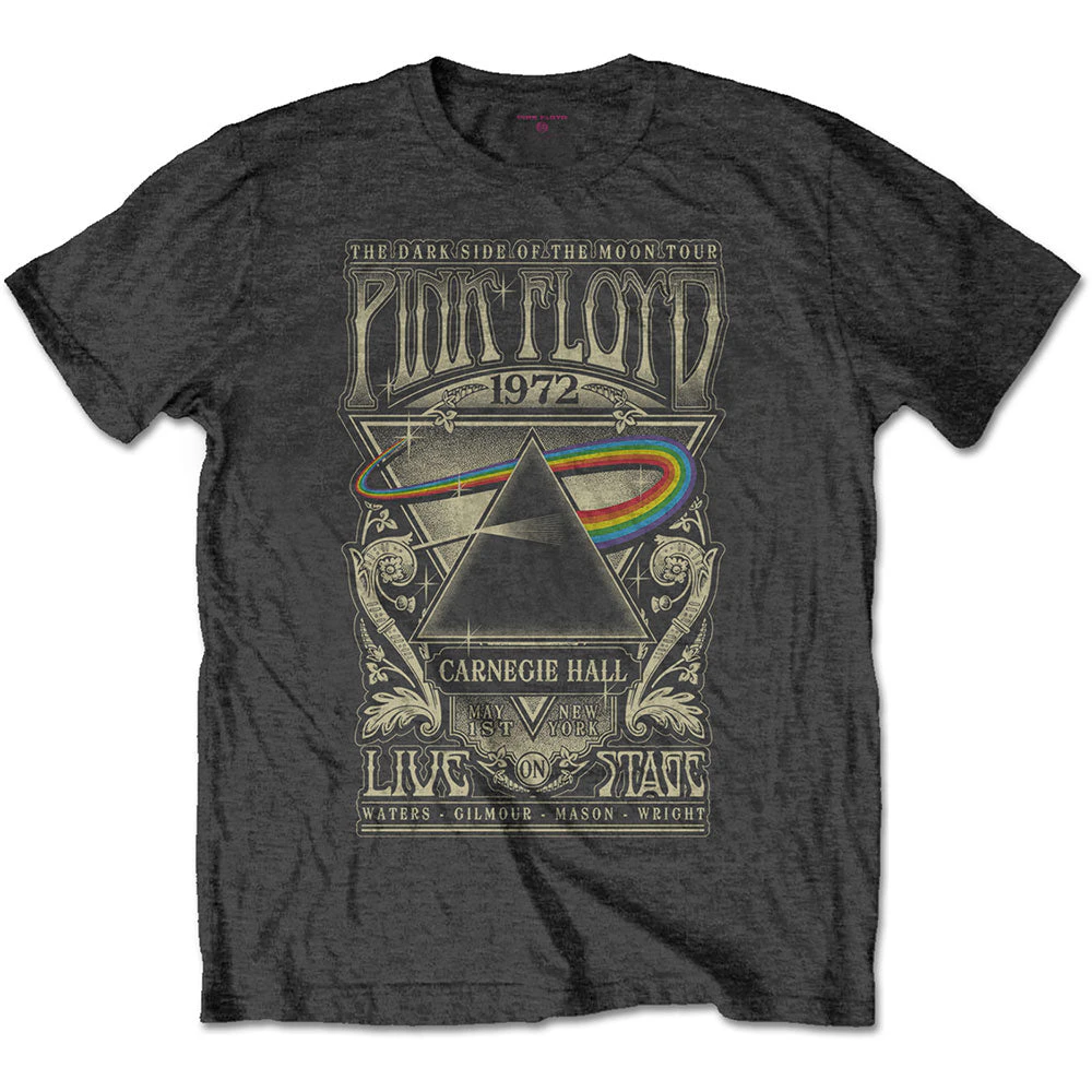 Pink Floyd | Official Band T-Shirt | Carnegie Hall Poster - Grey