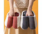 Retro slippers warm and comfortable plush non-slip slippers fluffy memory foam - Patchwork Grey