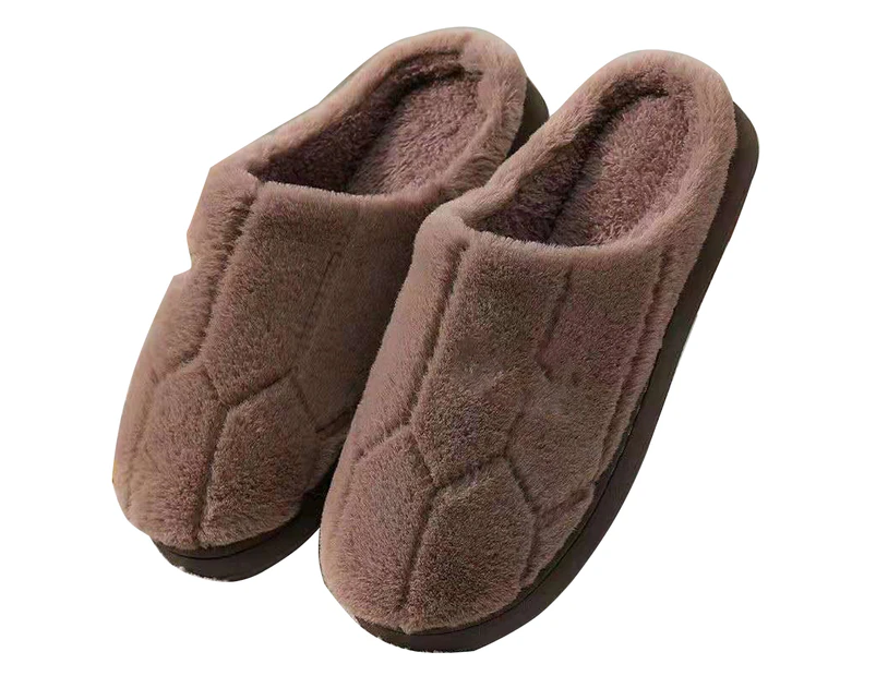 Soft, comfortable, non-slip, warm memory foam home slippers - Rabbit fur in brown