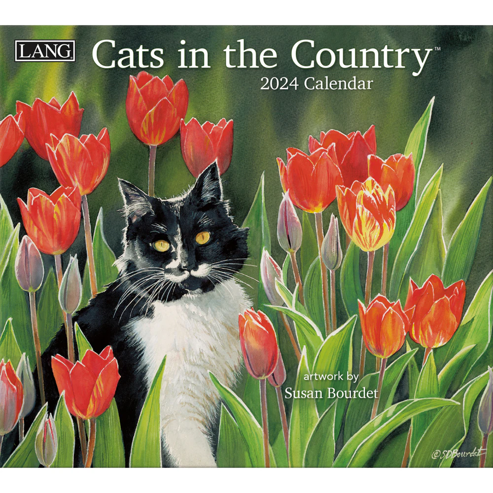 Lang 2024 Calendar Cats in the Country Calender Fits Wall Frame