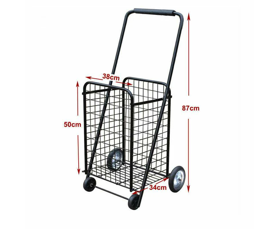 Shopping Trolley Cart Steel Foldable Bag Luggage 4 Wheels Basket Grocery 20kg