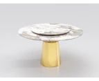 Vinasse Glossy Ceramic Round Dining Table/ Lazy Susan/Gold Base/Multi-color Top - 1.2M, No Lazy Susan