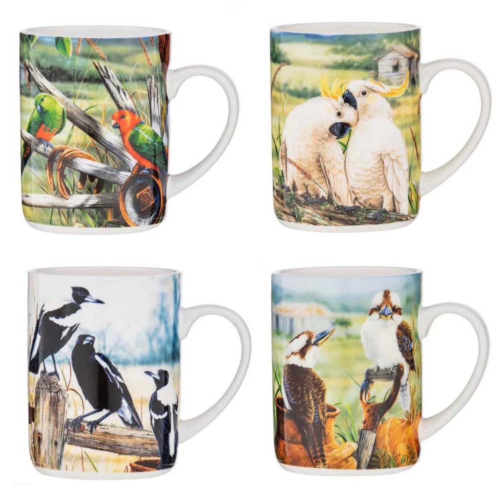 Ashdene A Country Life Set 4 Assorted Coffee China Mugs