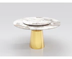 Vinasse Glossy Ceramic Round Dining Table/ Lazy Susan/Gold Base/Multi-color Top - 1.5M, With Lazy Susan