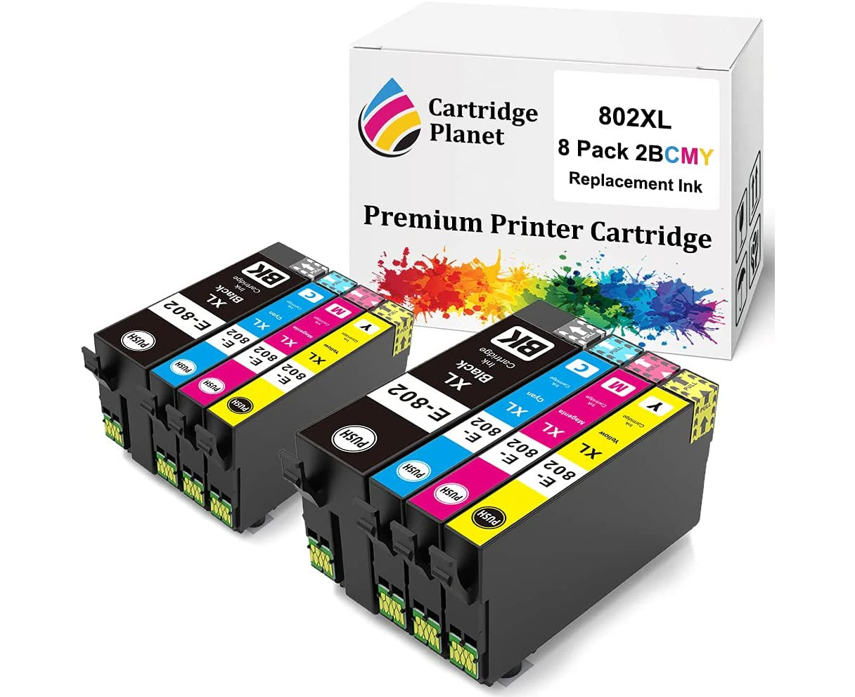 8 Pack (2BK,2C,2M,2Y) Compatible Ink for Epson 802XL for Epson Workforce Pro WF-4720 Workforce Pro WF-4740 Workforce Pro WF-4745