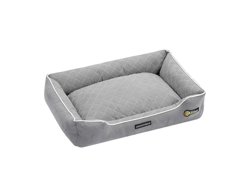 Paws & Claw 70x50cm Self Warming Walled Insulated Plush Bed Dog/Pet Medium Grey