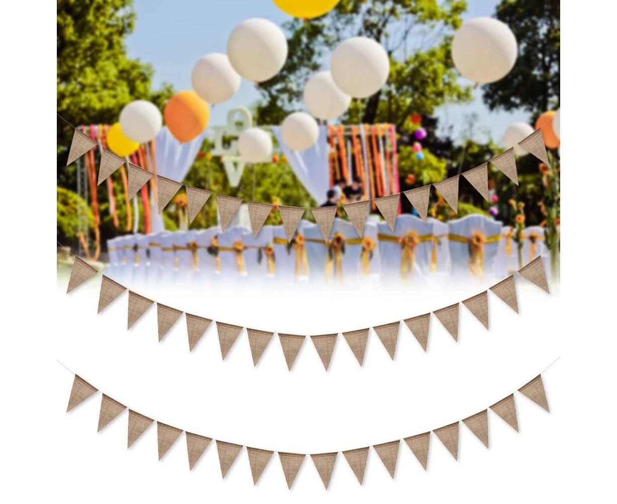 13Pcs String Bunting Flag Pennant Hanging Banner Birthday Wedding Party Decor Linen Color