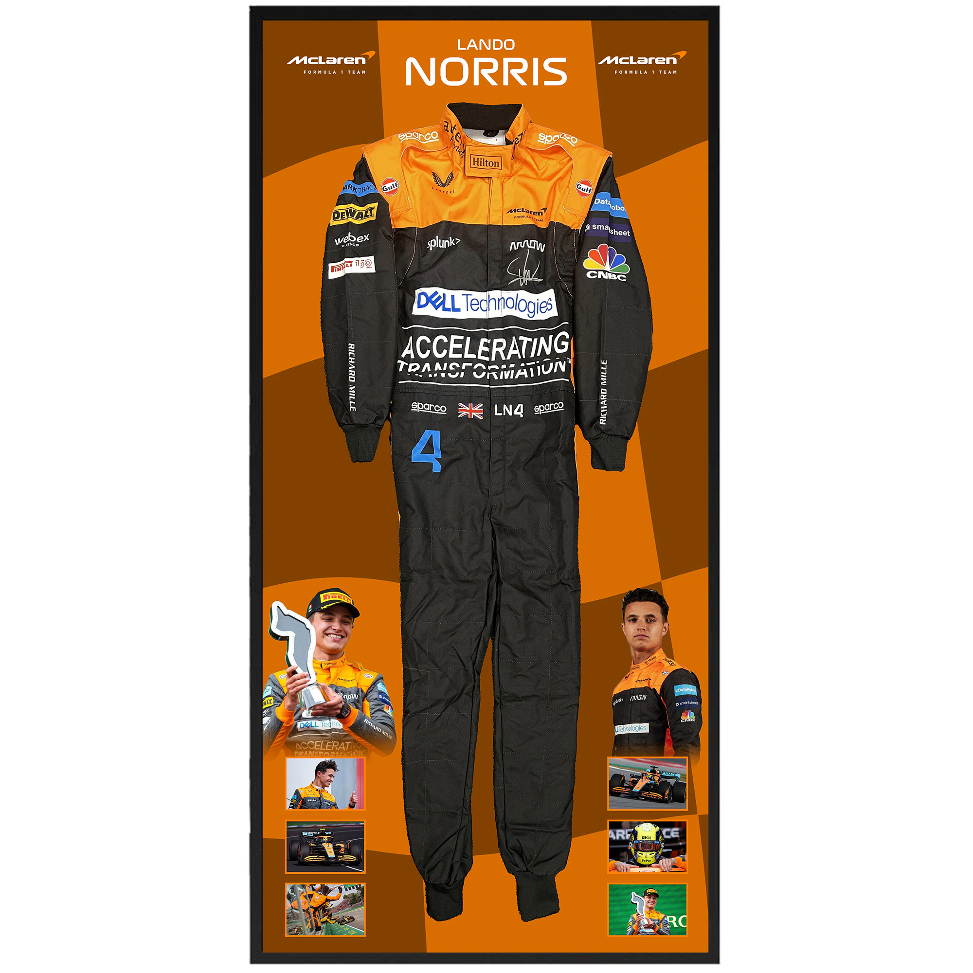 LANDO NORRIS McLaren F1 Team Signed & Framed Full Size Formula One Race Suit