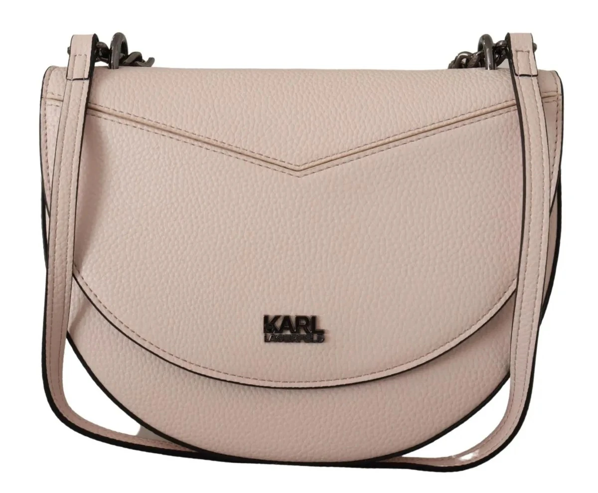 Karl Lagerfeld Light Pink Mauve Leather Women Shoulder Bag