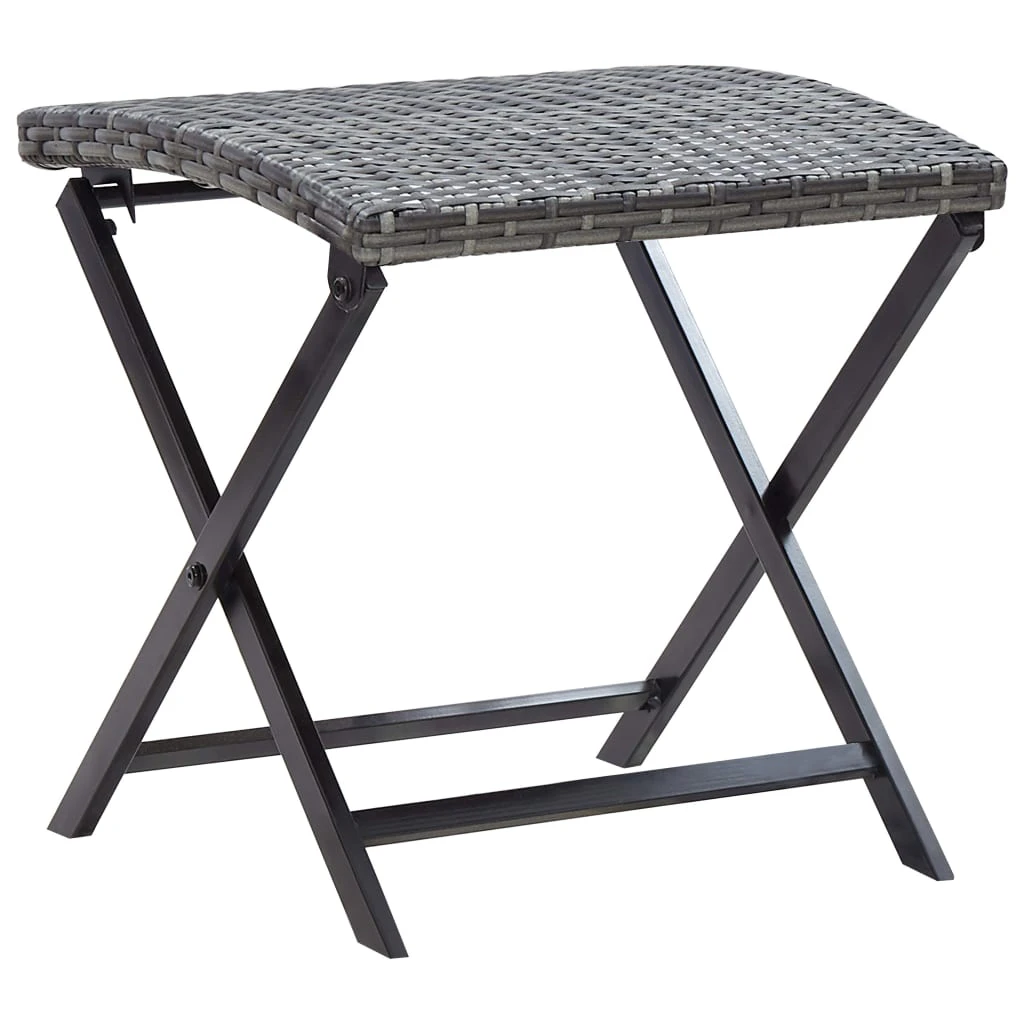 vidaXL Folding Stool Poly Rattan Grey