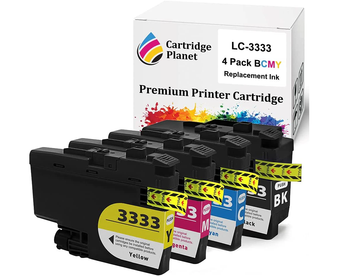 4 Pack (1BK,1C,1M,1Y) Compatible Ink for Brother LC-3333 LC3333 for Brother DCPJ1100DW MFCJ1300DW