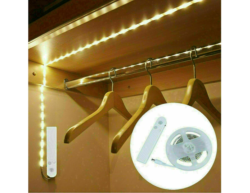 Warm White Battery Operated Motion Sensor Cabinet Light LED Strip Under Bed 2M