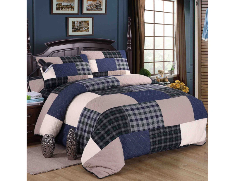 Bedding Queen Size Quilt Set Coverlet Cotton Reversible Bedspread  Bed Cover with 2 Pillow Shams ( Queen Size,90" x 98")