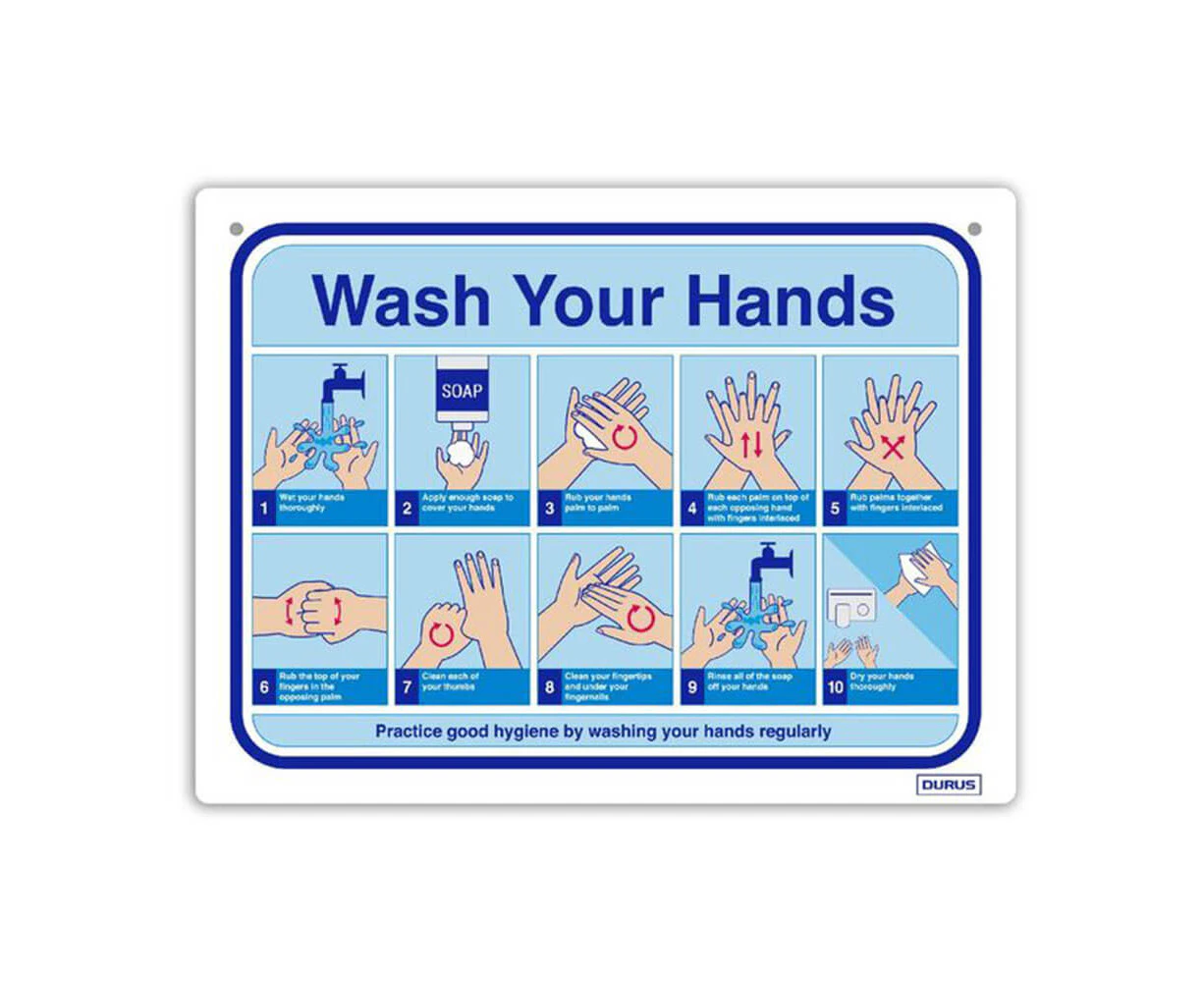 DURUS How To Wash Your Hands Wall Sign - Excellent Condition