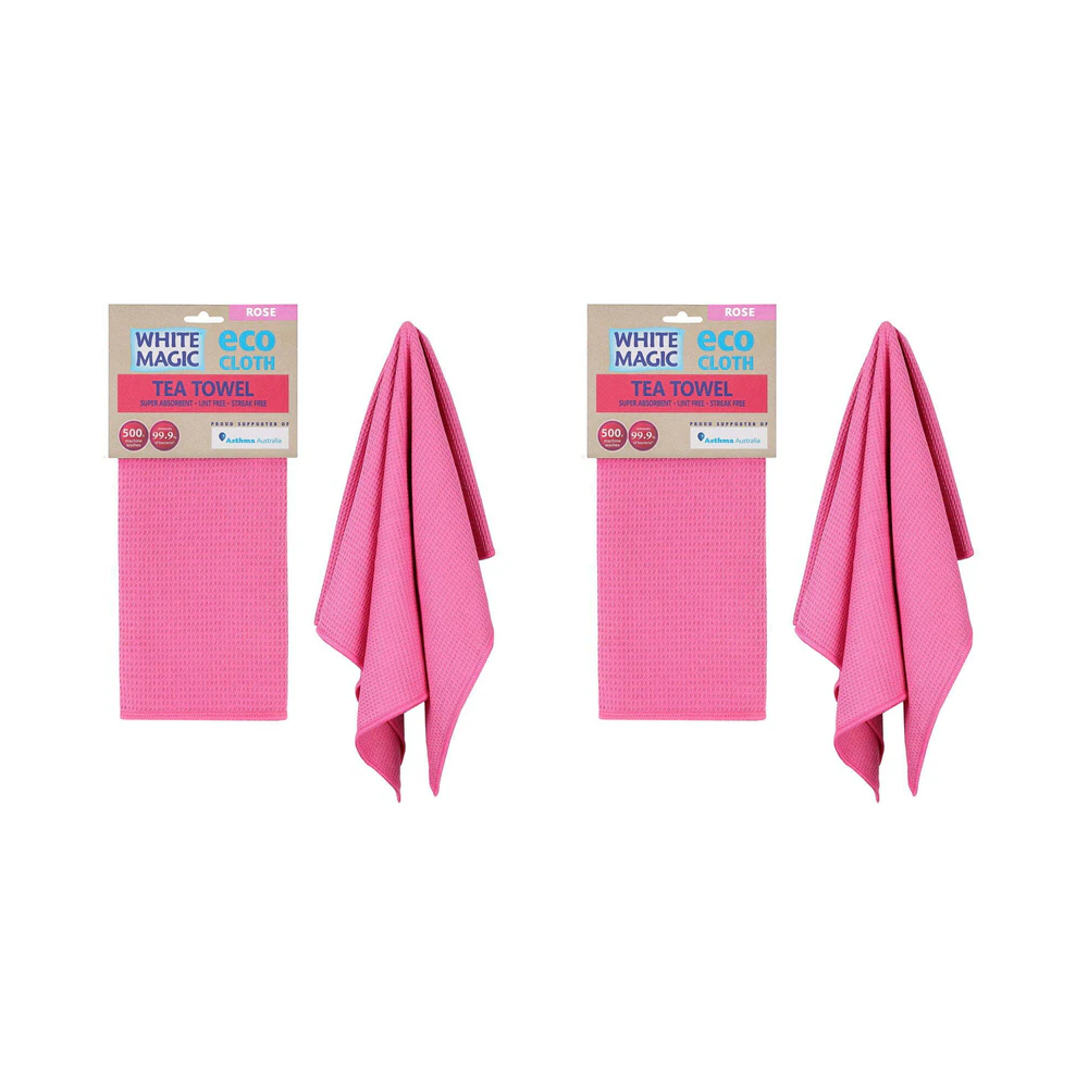 2x White Magic Reusable 70x50cm Tea Towel Absorbent Cleaning/Drying Cloth Rose