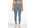 WeMeir Women's Solid Color Seamless Sports Pants Butt Lift Yoga Leggings High Waist Yoga Pants Soft Sports Workout Tights -Grey Blue