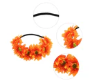 Floral Fall Sunflower Crown Hair Wreath Bridal Headpiece Festivals Hair Band - Orange