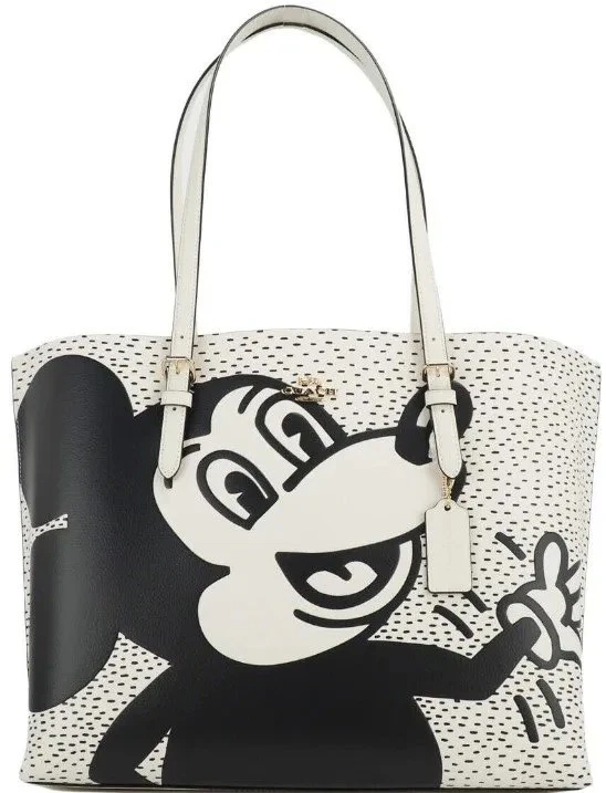 Coach Women Leather Mickey Mouse X Keith Haring Large Shoulder/Tote Bag - Multicolor