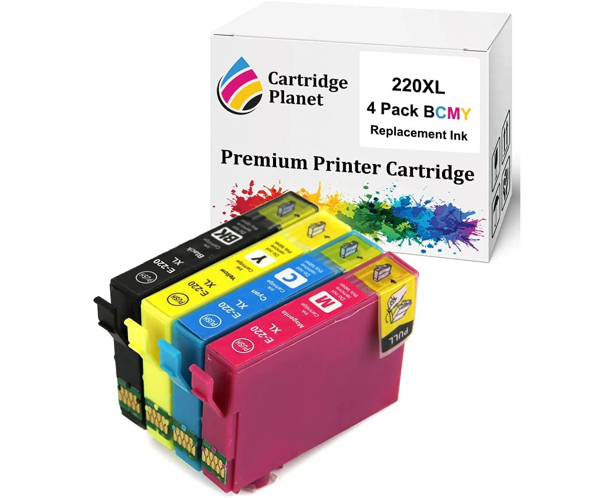 4 Pack (1BK,1C,1M,1Y) Compatible Ink for Epson 220XL for Epson Expression Home XP-220 XP-320 XP-324 XP-420 Workforce WF-2630 WF-2650 WF-2660 WF-2750 WF-...