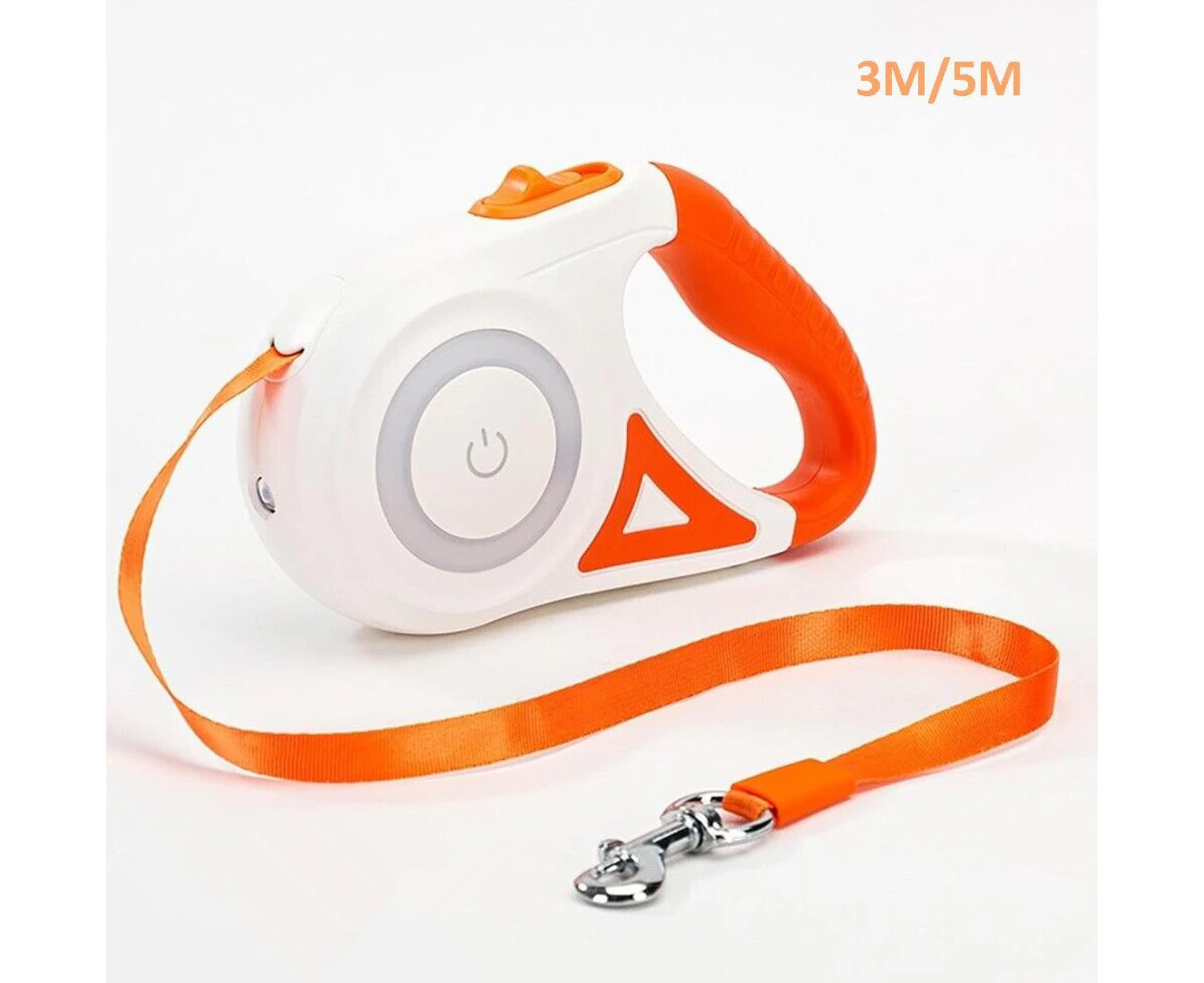 3M/5M Retractable Dog Pet Leash With LED Flashlight–Orange