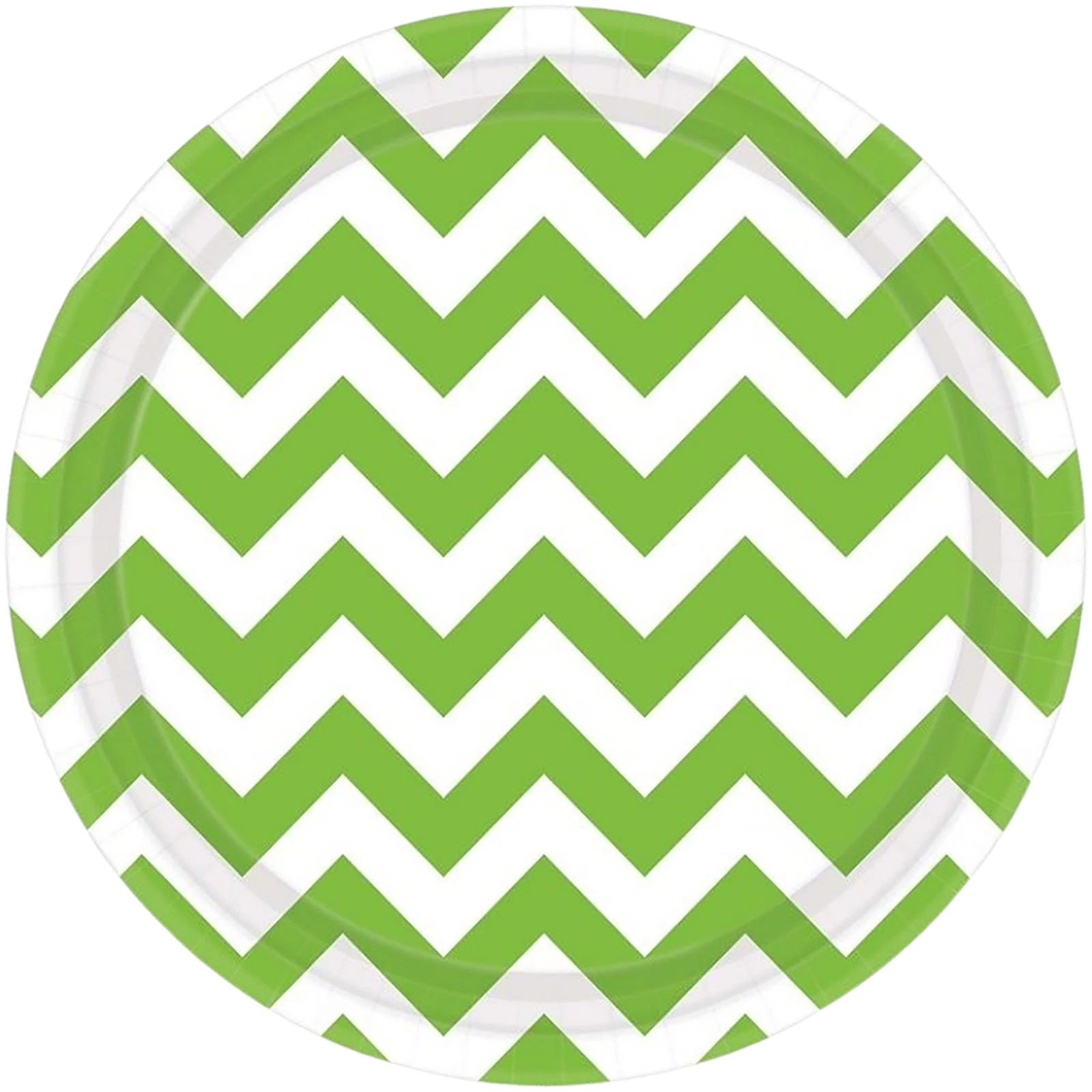 Kiwi Lime Green Chevron Round Paper Plates 23cm (Pack of 8)