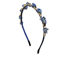 Crystal Headband Women Decorative Rhinestone Hair Band Quartz Hair Tiara princess Beads Headband - Blue