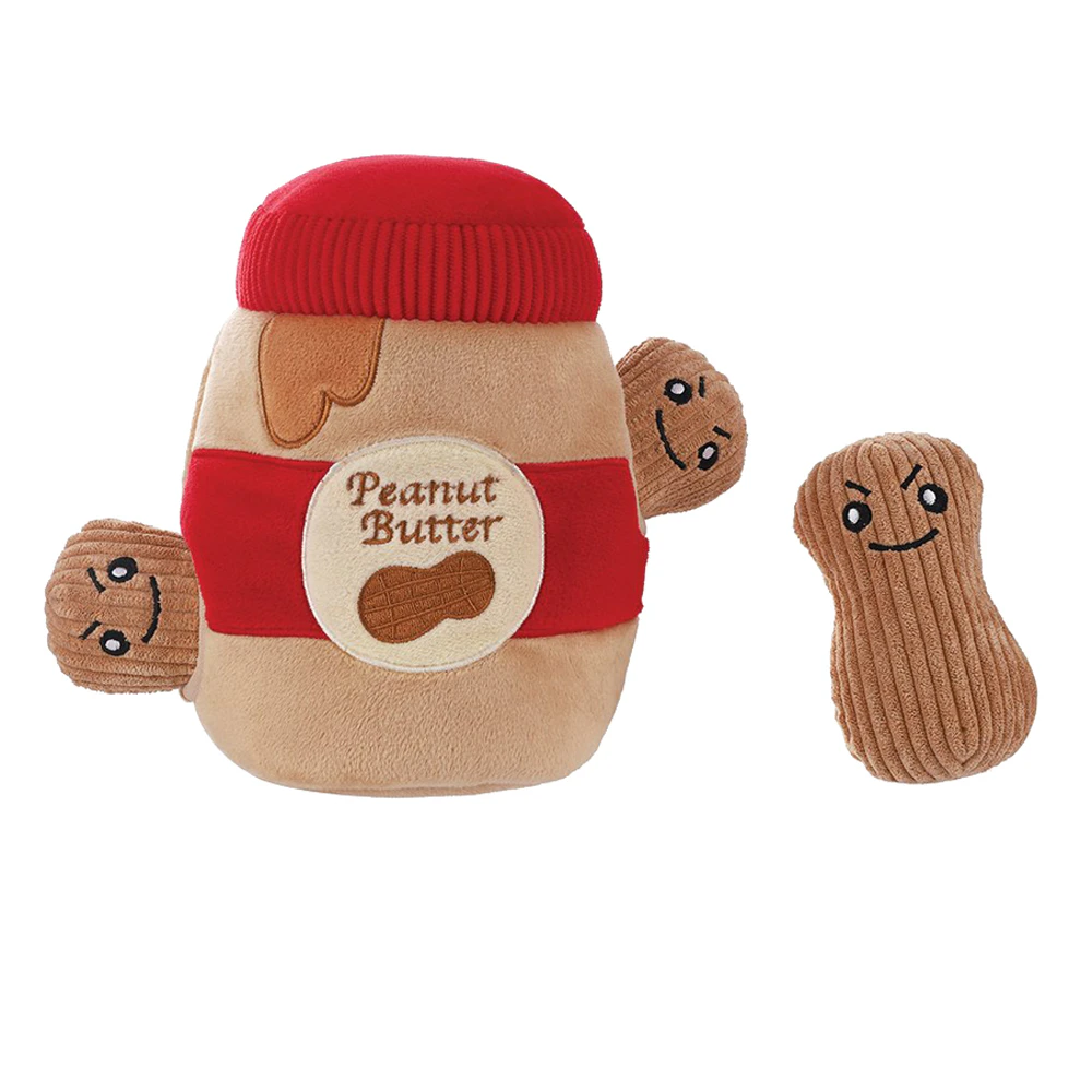 HugSmart Puzzle Hunter Food Party Peanut Butter Jar Interactive Dog Squeaker Toy