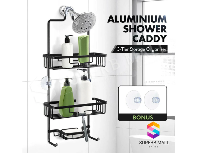 Bathroom Aluminum Shower Caddy 3 Tier Hanging Rack Shelf Shampoo Storage Holder