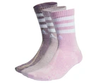Adidas 3-Stripes Stonewash Crew Socks 3 Pairs - Shadow Violet / Bliss Lilac / White