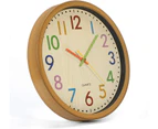 Kids Wall Clock, 12"/30cm Kids Wall Clock Silent Color Numbers