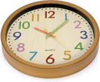 Kids Wall Clock, 12"/30cm Kids Wall Clock Silent Color Numbers