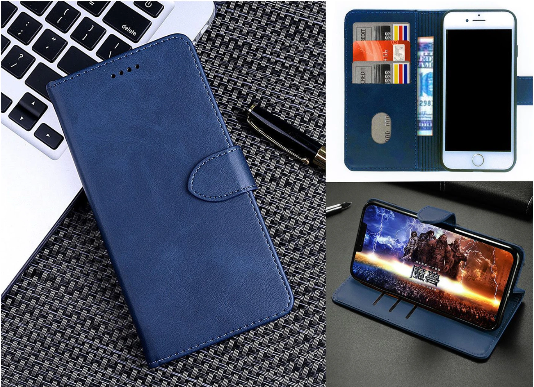 Iphone 14 Plus Case Wallet Cover Blue