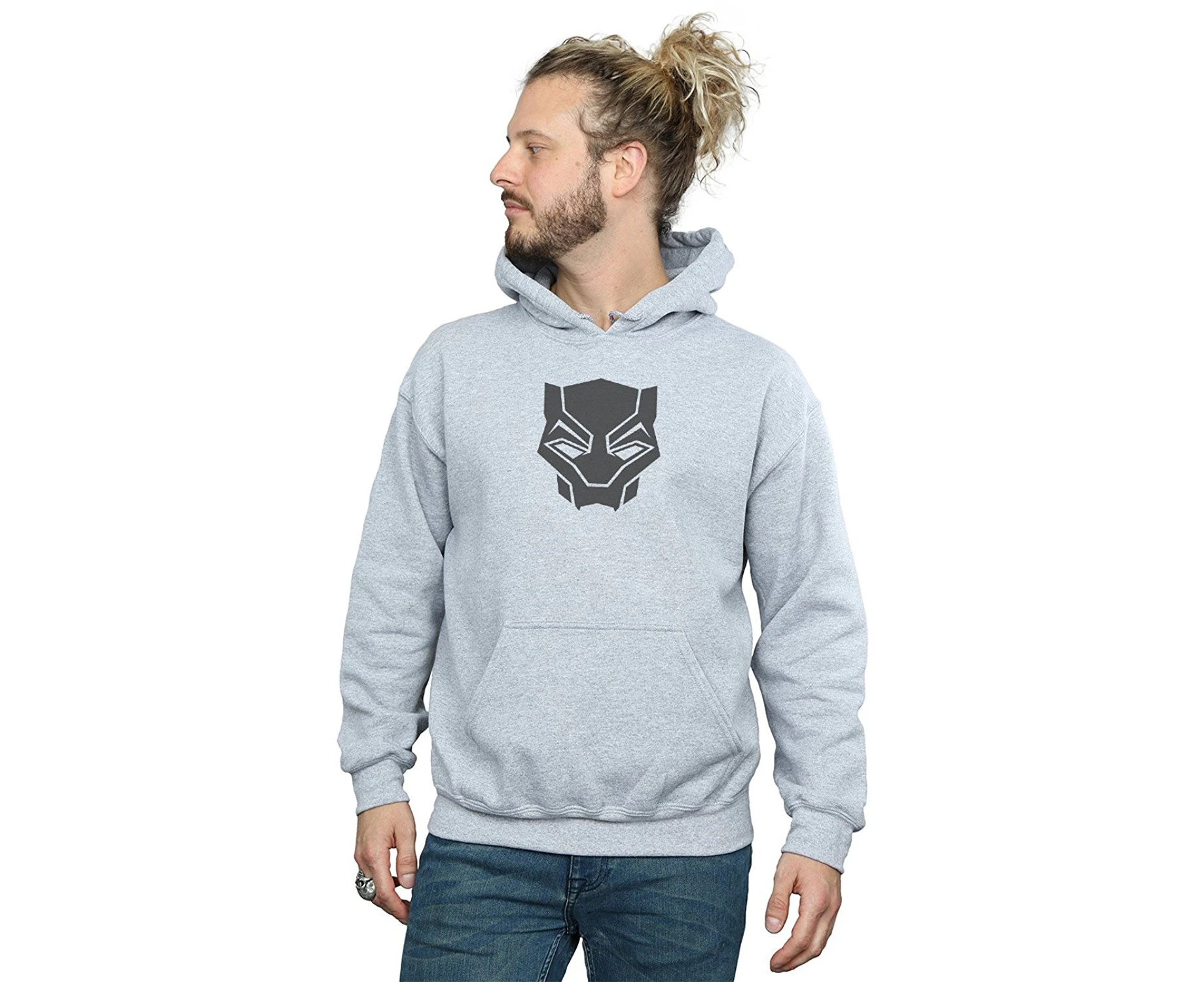 (XX-Large, Sport Grey) - Marvel Men's Black Panther Black On Black Hoodie