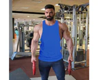 Bonivenshion Men's Cotton Tank Top Sleeveless Fitness Vest Bodybuilding Vest Stringers Workout Tank Top-Blue