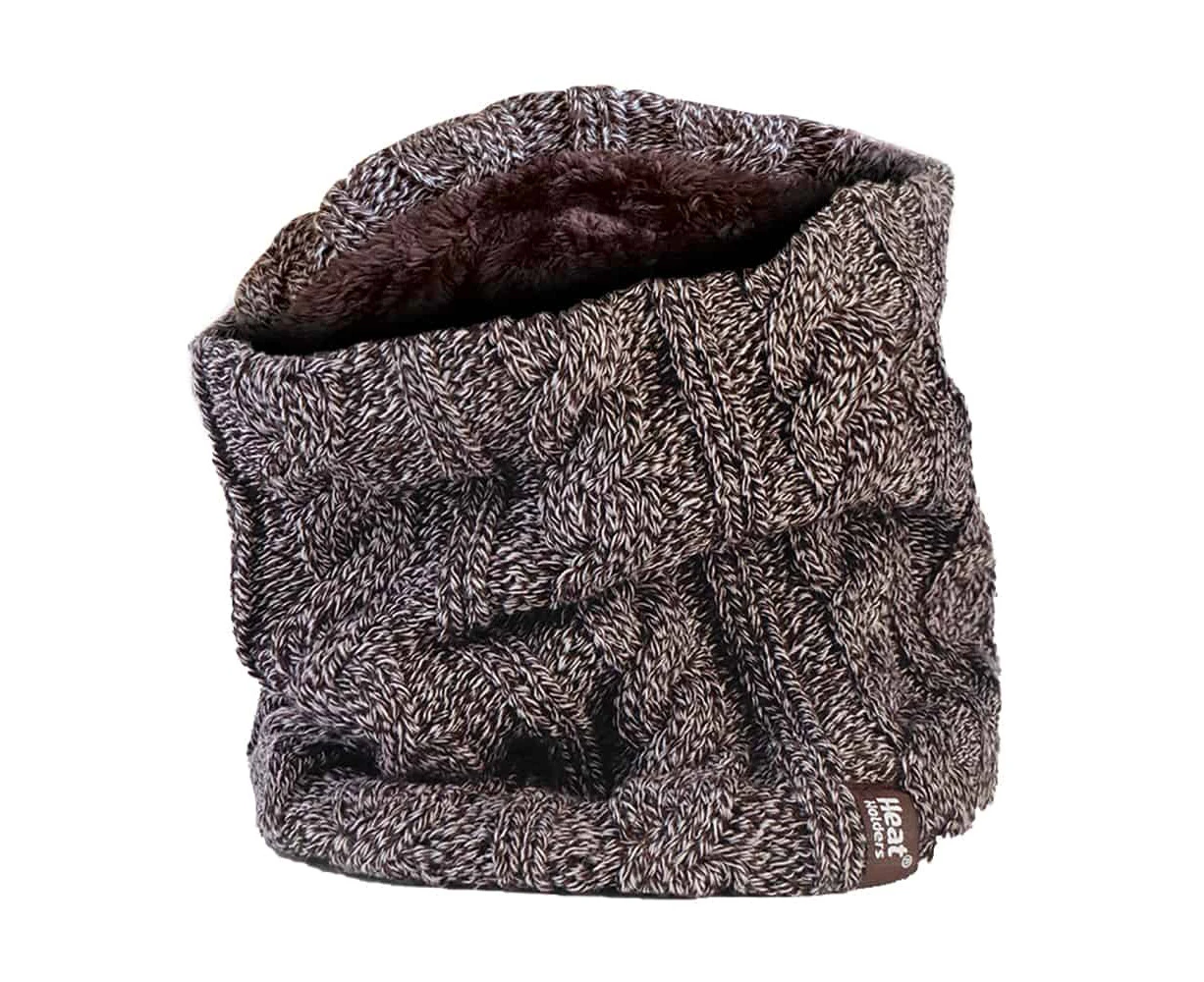 Heat Holders - Ladies Thick Cable Knit Fleece Lined Neck Warmer - Fawn