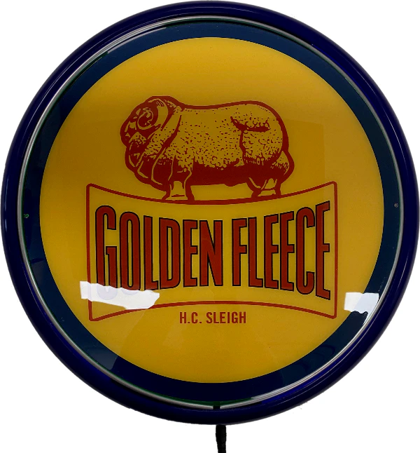 Golden Fleece Bar Lighting Wall Sign Light Button Dark Blue