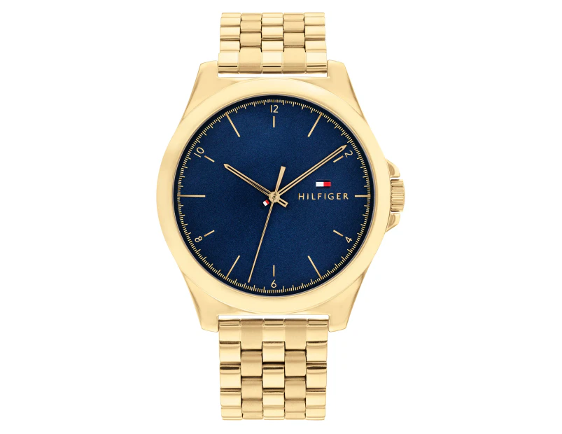 Tommy Hilfiger Gold Steel Blue Dial Men's Watch - 1710546